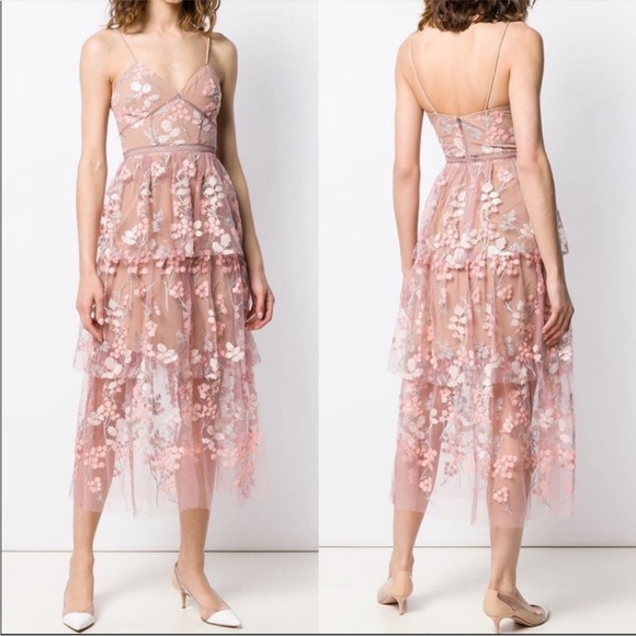 Self-Portrait 3D Floral Embellished Tulle
Midi Dress in Pink Size 10 - Picture 4 of 16